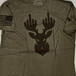Grunt Style Christmas Reindeer Angry Rudolph T-Shirt Ladies Large New